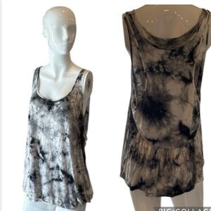 L.A.M.B. Y2K Black and White Tie-Dye Layered Bubble Back Tank Top Size Medium
